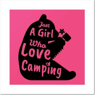 Camping, Just A Girl Who Loves Camping, Camping Life, Wildlife Camper, Hiking Love Posters and Art